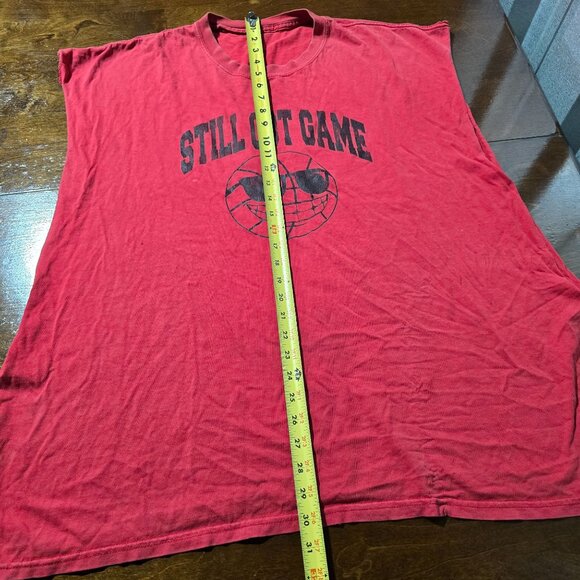 Vtg Red Still Got Game Cut Sleeveless Tee Basketball Graphic Number 6 Humor 80s? - Picture 7 of 8
